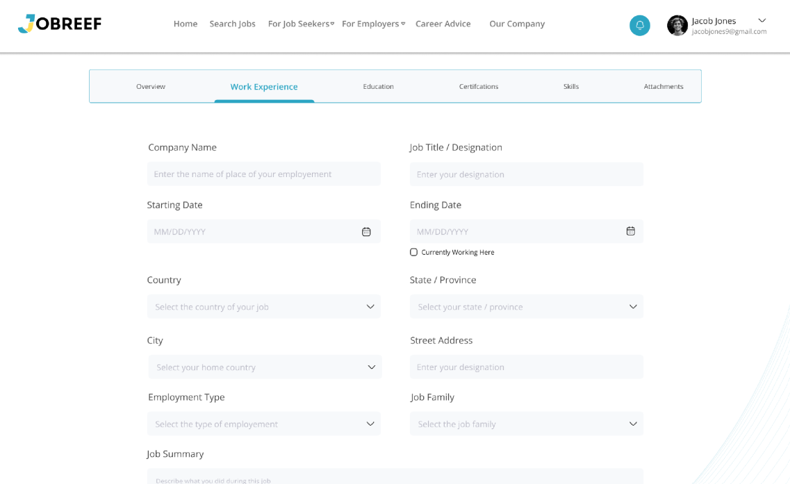 JOBREEF Detailed Job View